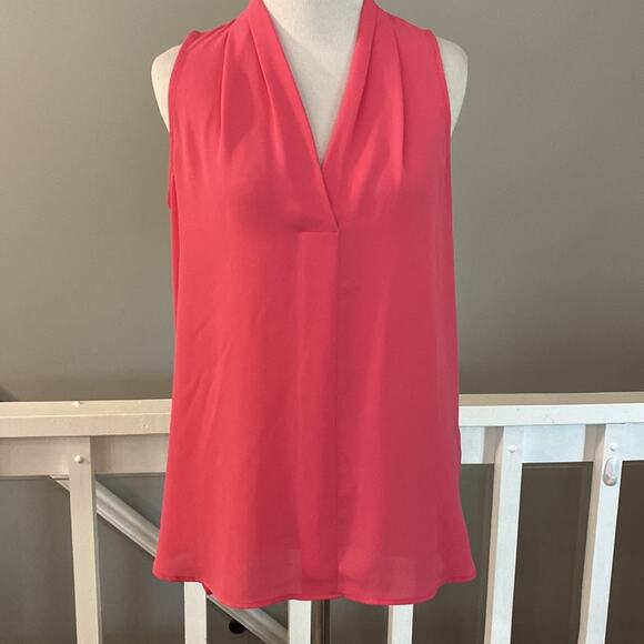 Vince Camuto V-neck High Low Sheer Pink Sleeveless Blouse Size XS - Picture 1 of 8